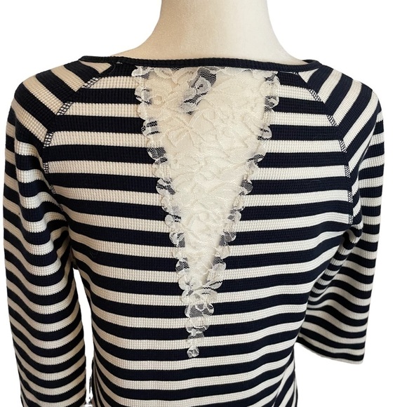 JEAN Pascale - Cute Nautical Striped dress - Lace insert back panel - Size Small - Picture 2 of 10